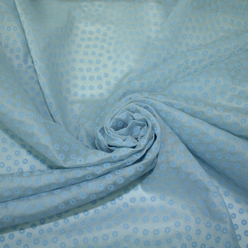 Tissu voile de coton - imprimé à pois - bleu ciel