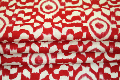 Coupon de 1,5 mètre - popeline coton - tie and dye - blanc et rouge - photo 2/5 | So Tissus