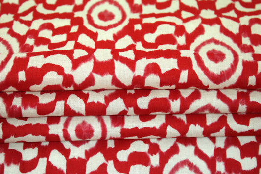 Coupon de 1,5 mètre - popeline coton - tie and dye - blanc et rouge - photo 2/5 | So Tissus