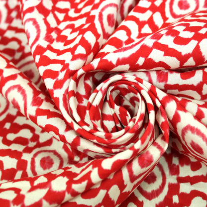 Coupon de 1,5 mètre - popeline coton - tie and dye - blanc et rouge - photo 1/5 | So Tissus