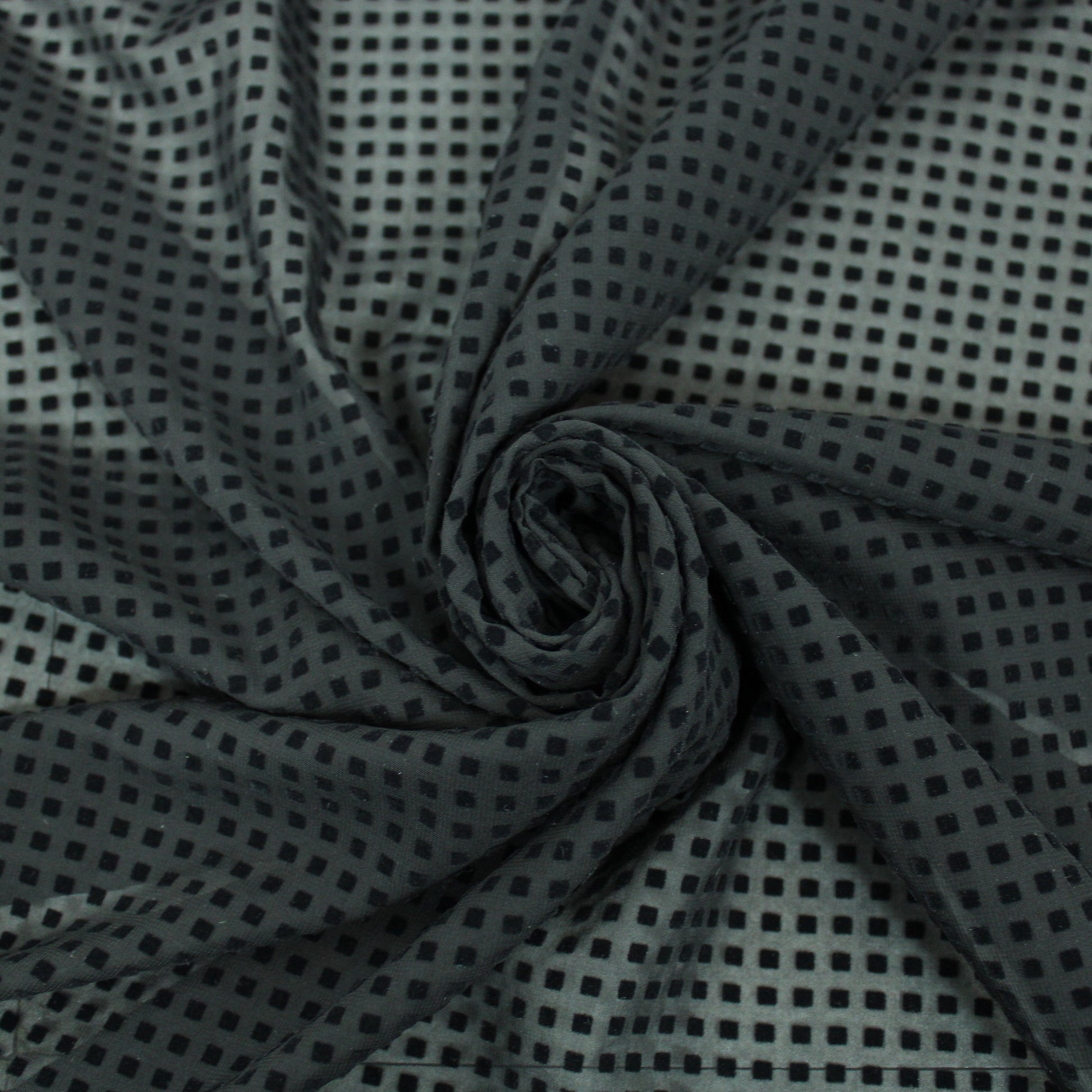 Tissu dévoré - motif géométrique - noir - photo 1/5 | So Tissus