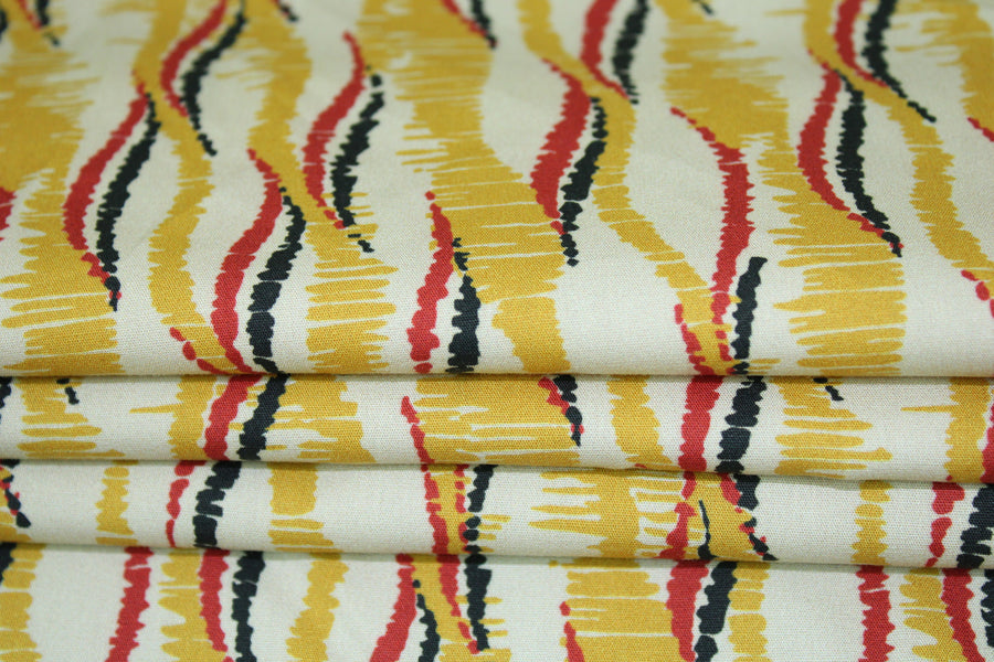 Tissu popeline coton - imprimé ondulé