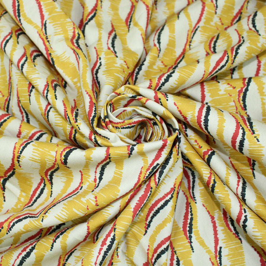 Tissu popeline coton - imprimé ondulé