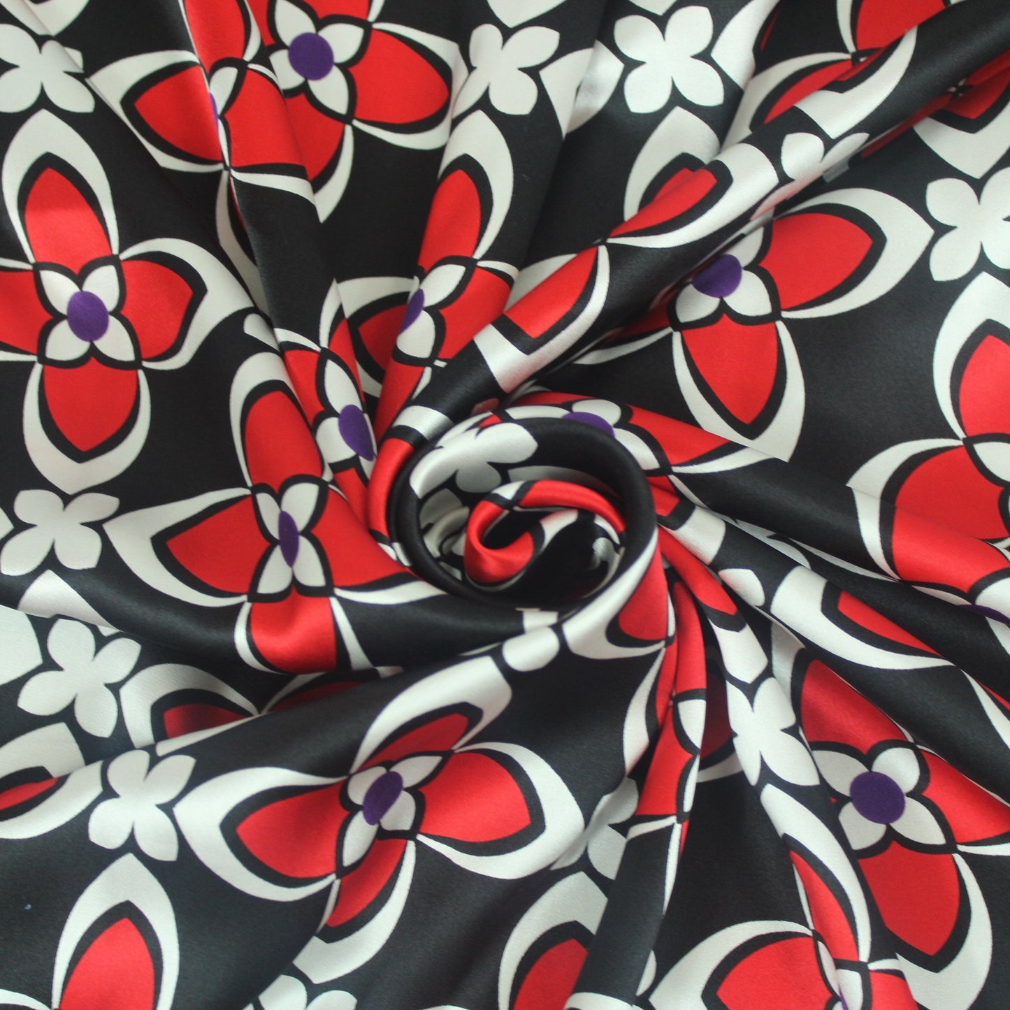 Tissu satin de soie 100% - imprimé fleur géométrique - photo 1/5 | So Tissus