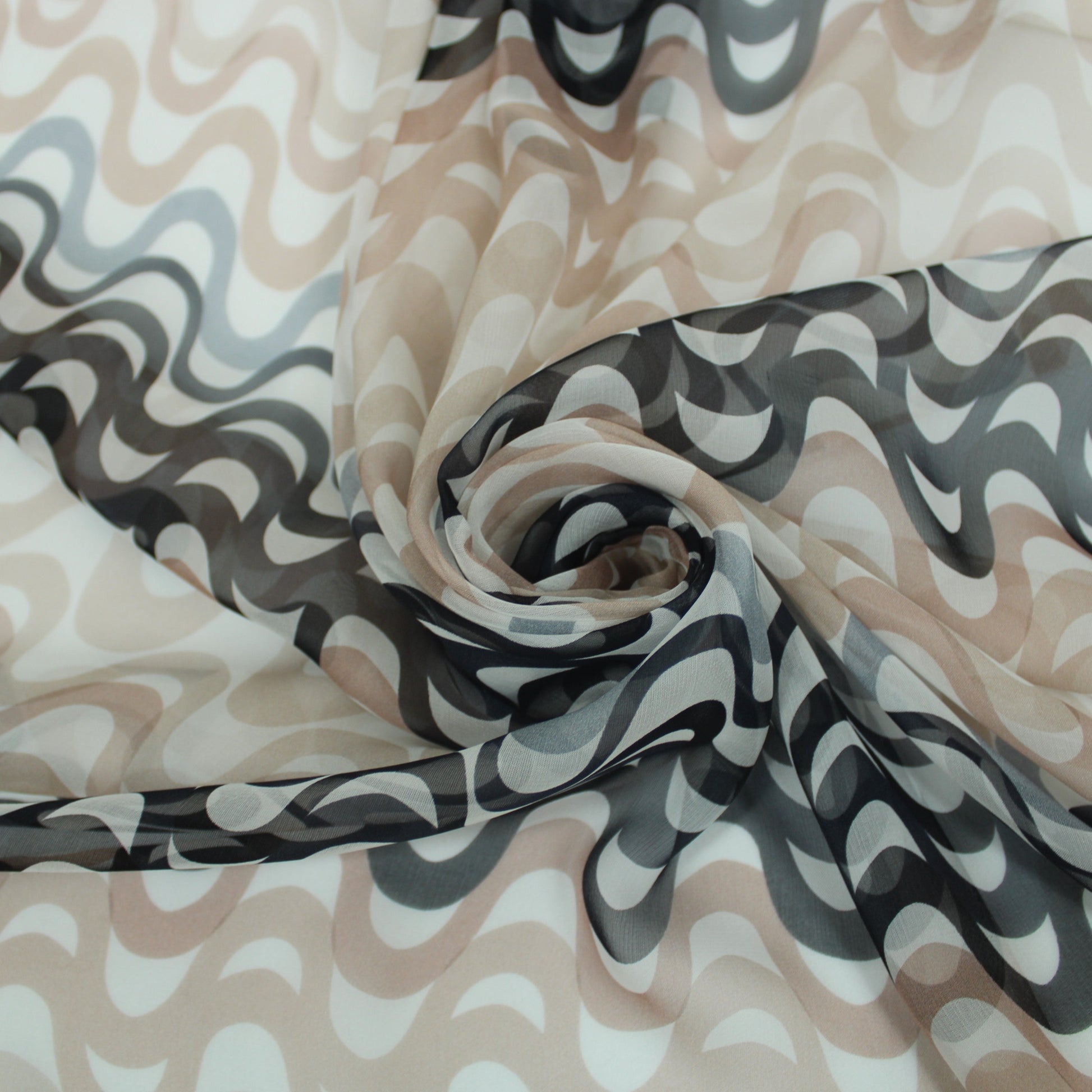 Tissu mousseline de soie- imprimé ondulation - photo 1/6 | So Tissus
