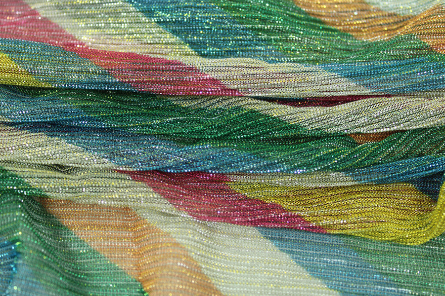 Tissu maille plissée - imprimé multicolores
