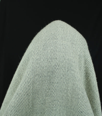 coupon de 1,5 mètre -  tweed de laine - motif chevron - gris clair et blanc - photo 3/4 | So Tissus