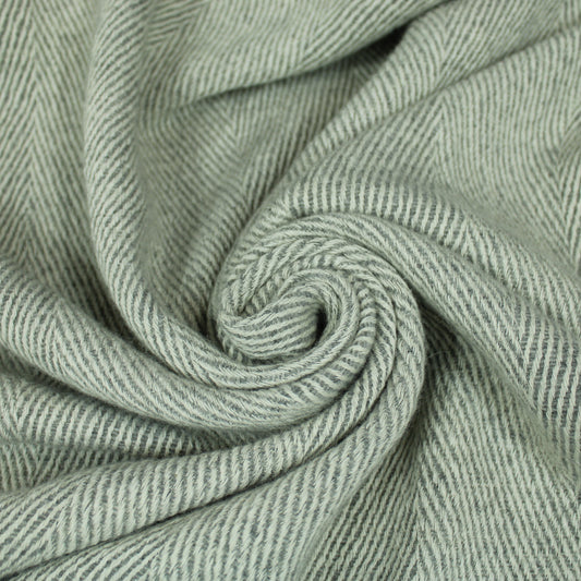 coupon de 1,5 mètre -  tweed de laine - motif chevron - gris clair et blanc - photo 1/4 | So Tissus