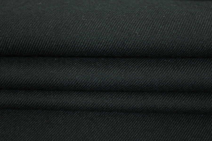 Tissu sergé de laine - noir