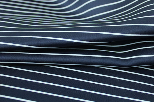 Tissu néoprène - à rayures - bleu marine et blanc - photo 2/4 | So Tissus