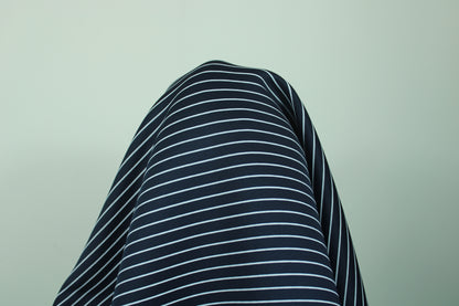 Tissu néoprène - à rayures - bleu marine et blanc - photo 3/4 | So Tissus
