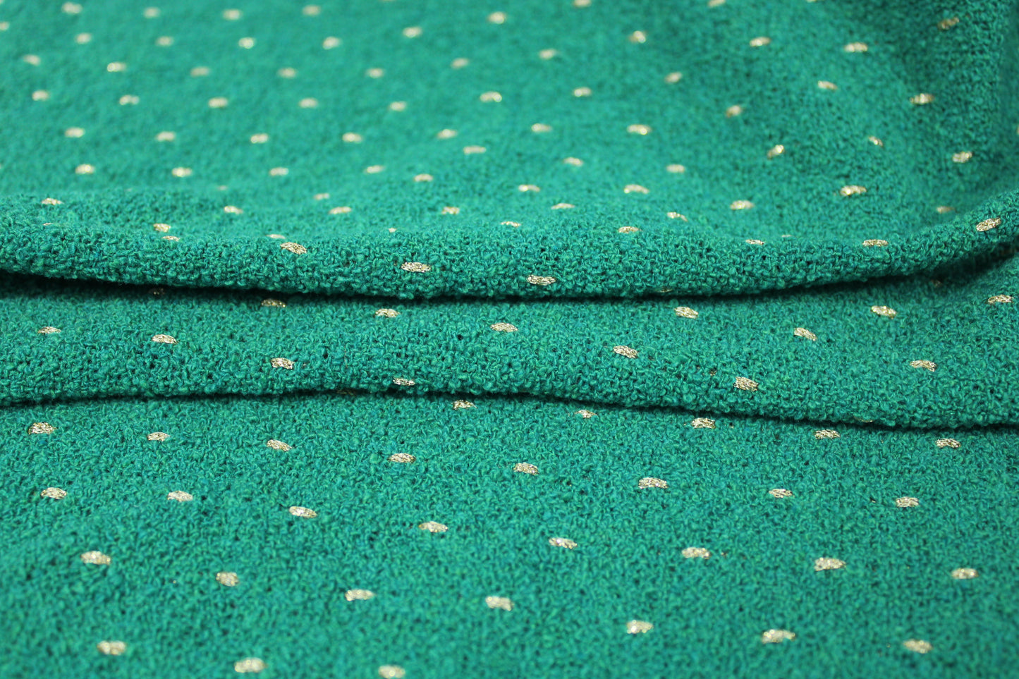 Tissu tweed de laine - à rayures - vert praisin et doré - photo 2/4 | So Tissus