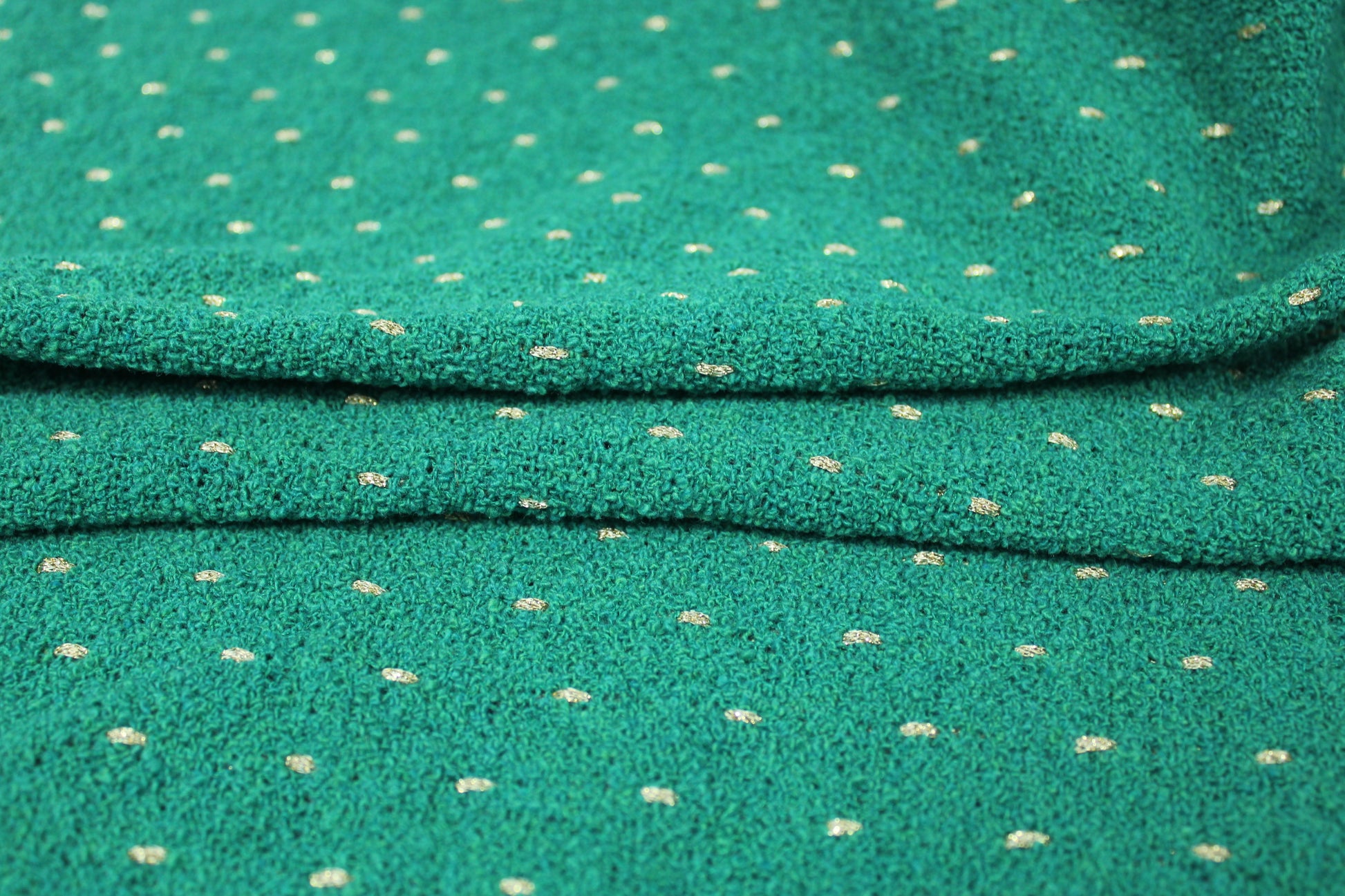Tissu tweed de laine - à rayures - vert praisin et doré - photo 2/4 | So Tissus