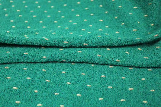 Tissu tweed de laine - à rayures - vert praisin et doré - photo 2/4 | So Tissus