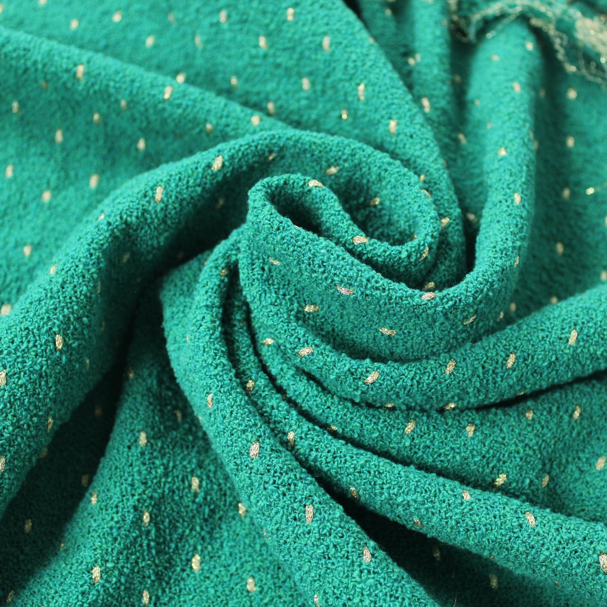 Tissu tweed de laine - à rayures - vert praisin et doré - photo 1/4 | So Tissus