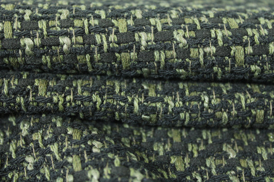 Tissu tweed coton - ton kaki et noir - photo 2/3 | So Tissus