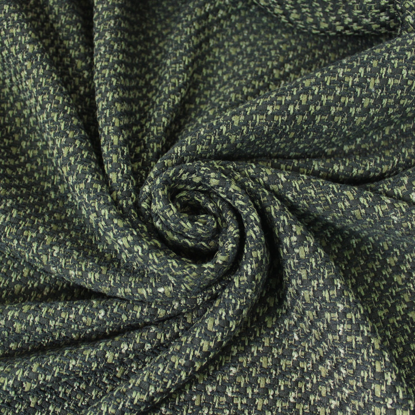 Tissu tweed coton - ton kaki et noir - photo 1/3 | So Tissus