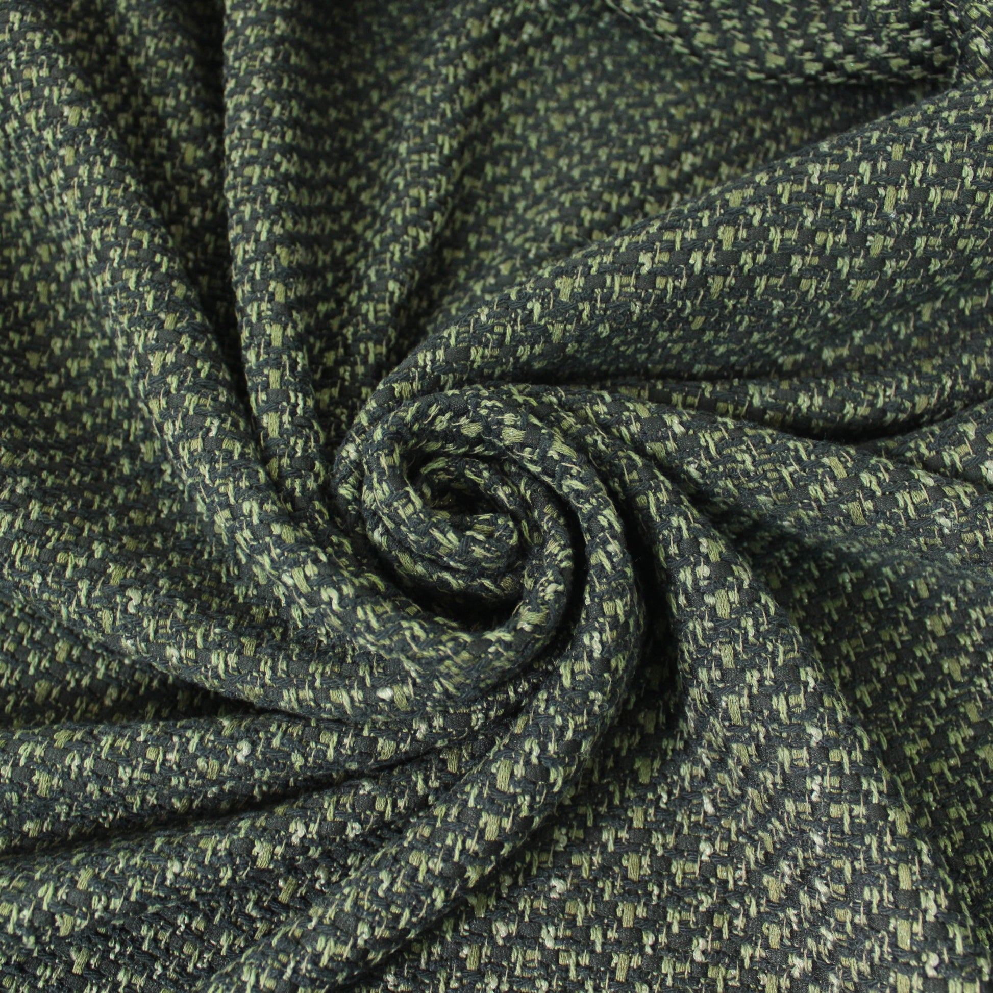 Tissu tweed coton - ton kaki et noir - photo 1/3 | So Tissus