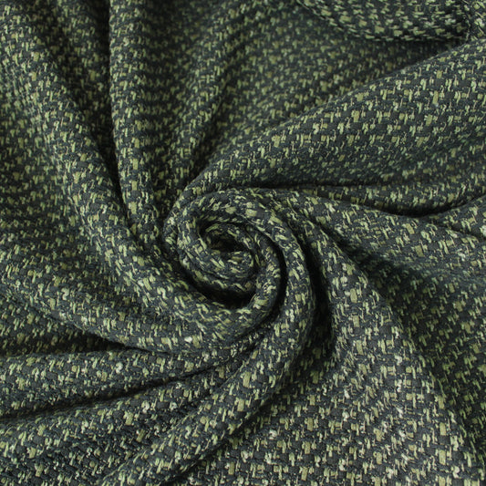 Tissu tweed coton - ton kaki et noir - photo 1/3 | So Tissus