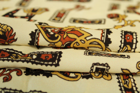 Coupon de 2,4 mètres - crêpe de chine 100% viscose - imprimé baroque - photo 2/4 | So Tissus