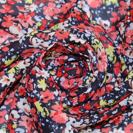 Coupon de 2,4 mètres - crêpe georgette polyester - imprimé fleuri - photo 1/4 | So Tissus