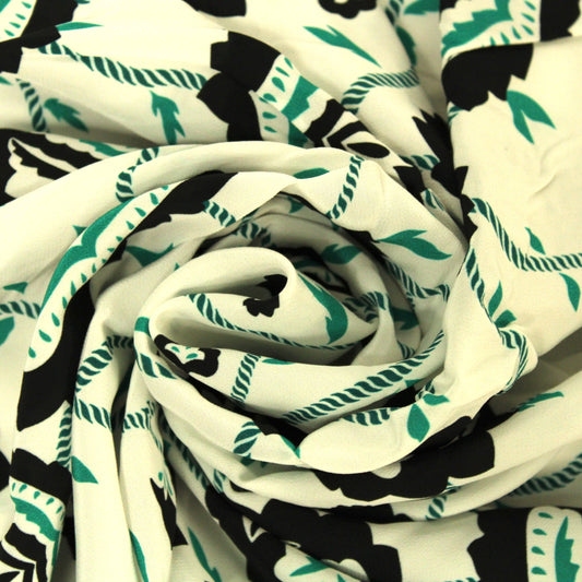 Coupon de 1 mètres - crêpe de chine 100% viscose - imprimé fleurs abstraites - photo 1/4 | So Tissus