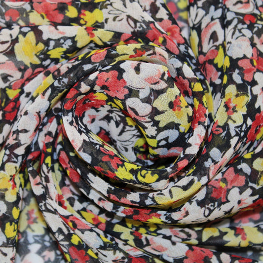 Coupon de 2 mètres - crêpe georgette polyester - imprimé fleuri - photo 1/4 | So Tissus