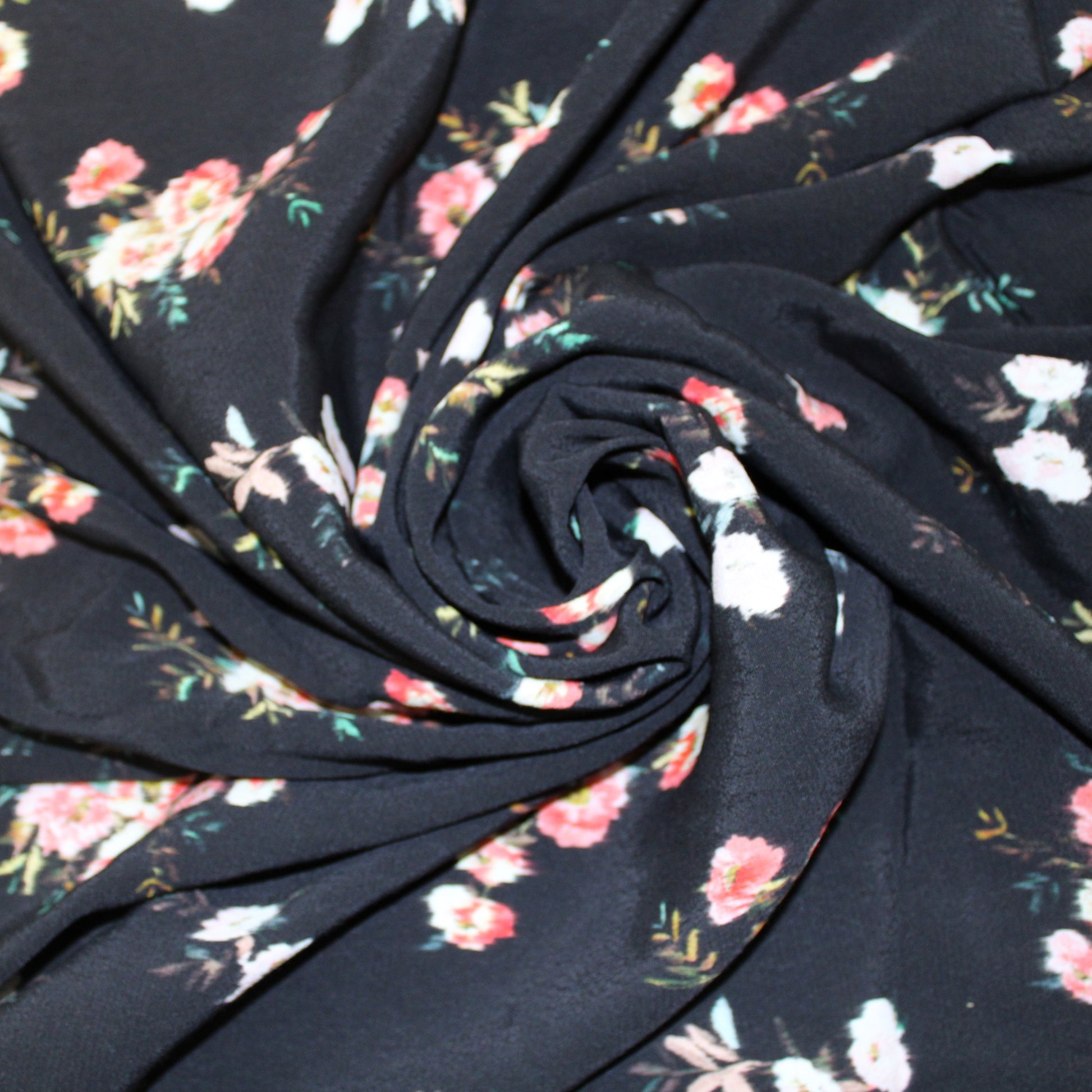 Coupon de 1,6 mètre - crêpe viscose - imprimé fleurs floues - photo 1/5 | So Tissus