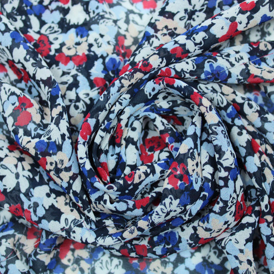 Coupon de 1,3 mètre - crêpe georgette polyester - imprimé fleuri - photo 1/4 | So Tissus
