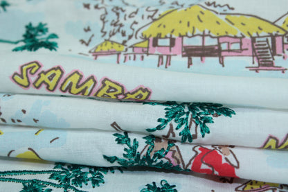 Coupon de 2,1 mètres - voile coton brodé - imprimé samba mambo - photo 2/4 | So Tissus