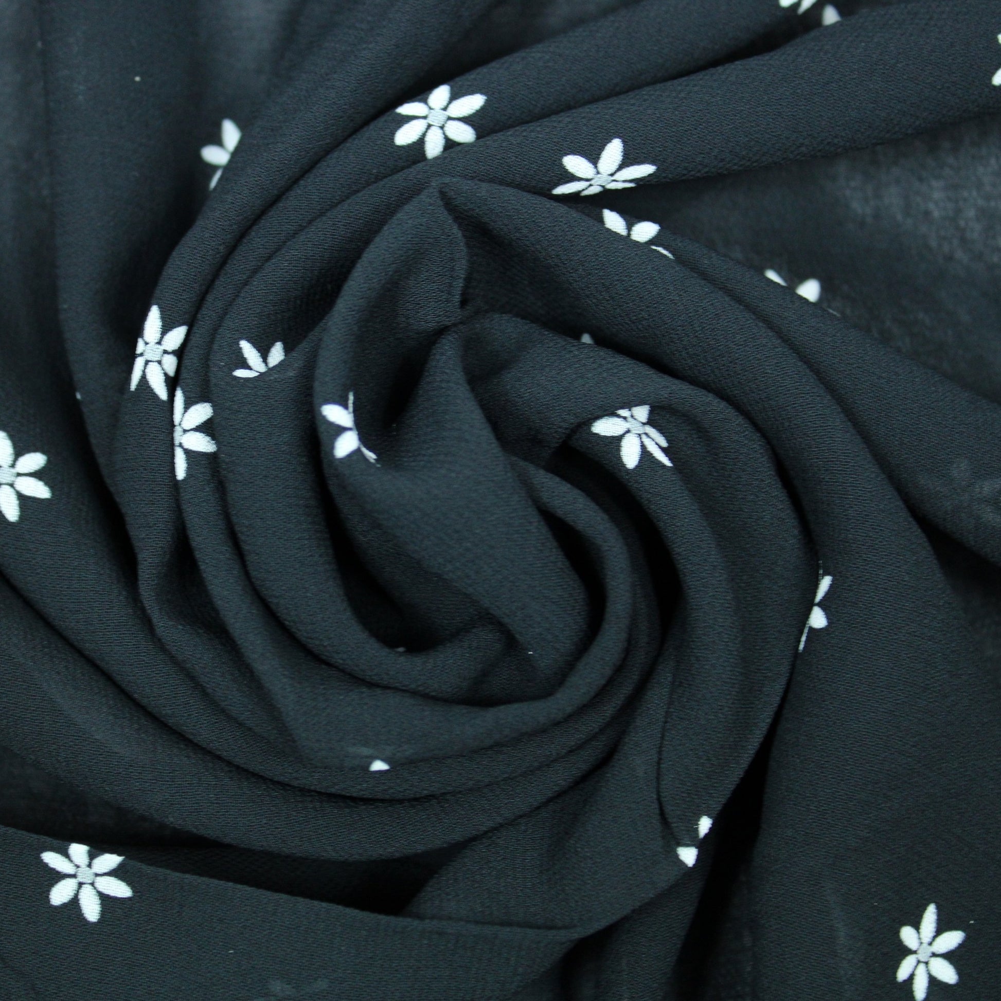 Coupon de 3 mètres - crêpe georgette polyester - imprimé fleurs blanches - photo 1/3 | So Tissus