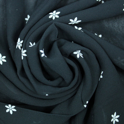 Coupon de 3 mètres - crêpe georgette polyester - imprimé fleurs blanches - photo 1/3 | So Tissus